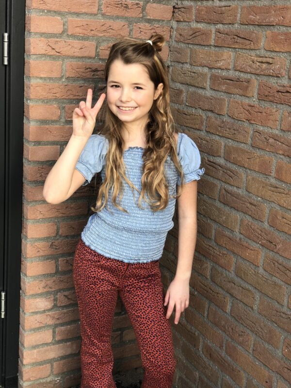 B.Nosy Meisjes flair broek denim - Mix stippen