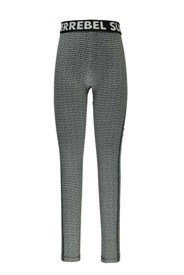 SUPERREBEL Meisjes legging sportief - Wit AOP tekst