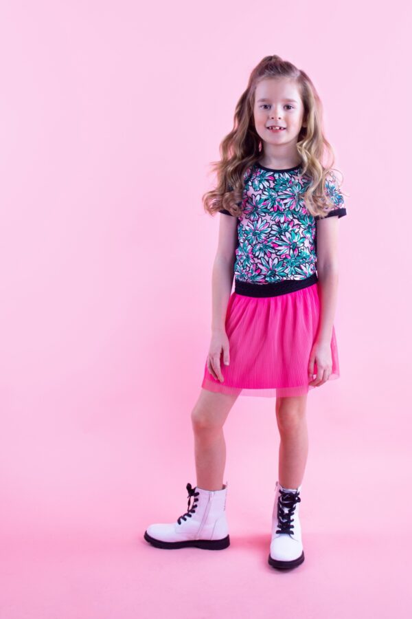 B.Nosy Meisjes jurk met tule rok - Sunny AOP