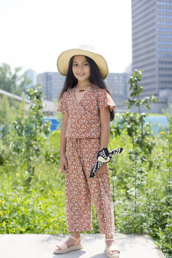 Moodstreet Meisjes jumpsuit bloemen - Toffee