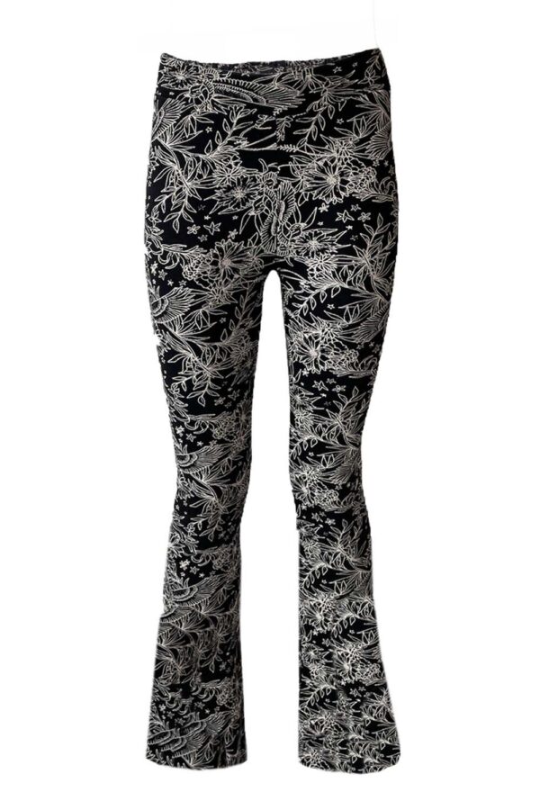 TOPitm Meisjes flair broek - Anika - AOP Bloemen zwart