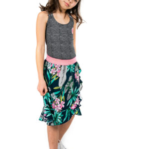 MAYCE Girlslabel Meisjes rok - Blauw bloemen AOP