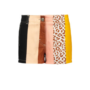 Like Flo Meisjes short denim regenboog - Cognac gestreept