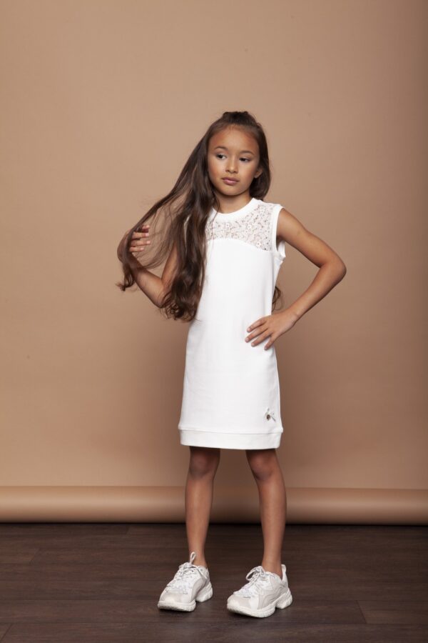 Le Chic Meisje jurk met kant - Gebroken wit
