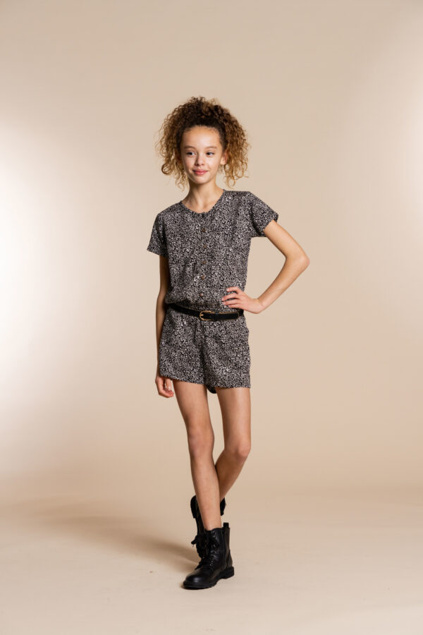 Geisha Meisjes jumpsuit print - Zwart / ecru