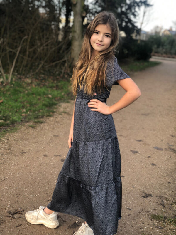 NoNo Meisjes maxi-jurk - Malia - Marine blauw