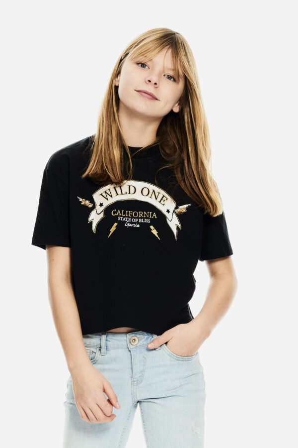 Garcia Meisjes t-shirt 'Wild one' - Zwart