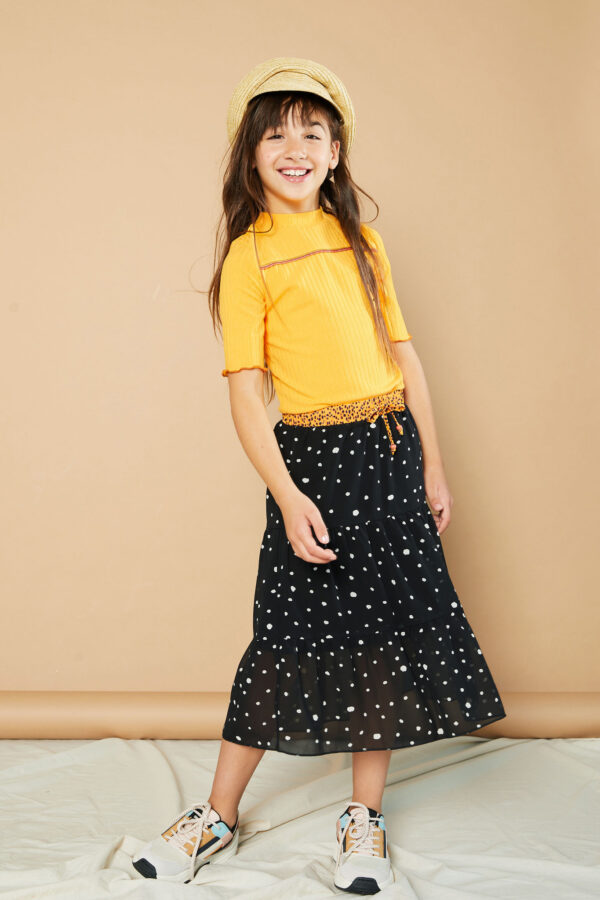 NoNo Meisjes t-shirt rib - Kyra - Blazing Oranje