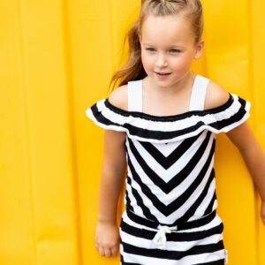 B.Nosy Meisjes jumpsuit jersey - Cheer zwart/wit gestreept