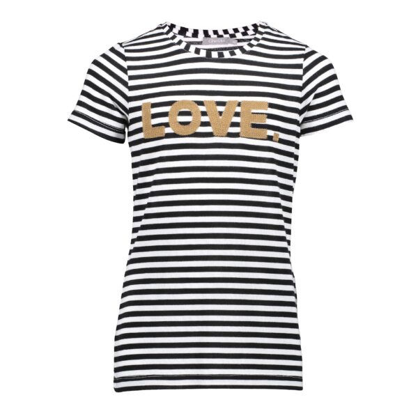 Geisha Meisjes t-shirt gestreept 'love' - Gebroken wit / zwart