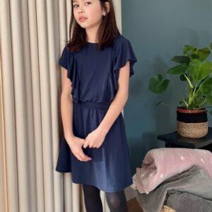 Like Flo Meisjes jurk ruffel - Marine blauw