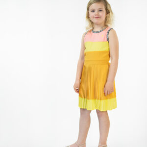 Like Flo Meisjes jurk colourblock - Zonnebloem geel