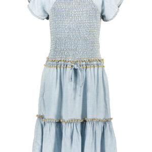 Like Flo Meisjes max-jurk denim smock - Licht denim