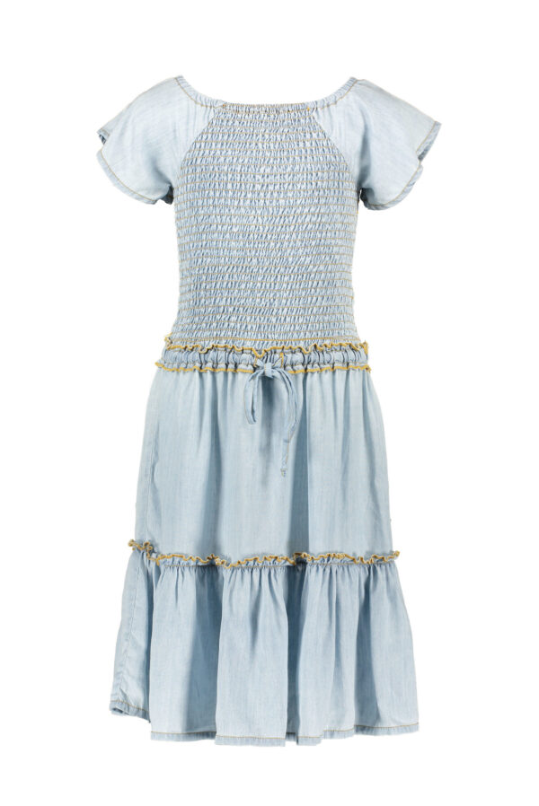 Like Flo Meisjes max-jurk denim smock - Licht denim