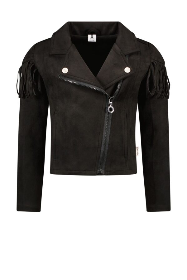 B.Nosy Meisjes biker jasje suede - Zwart