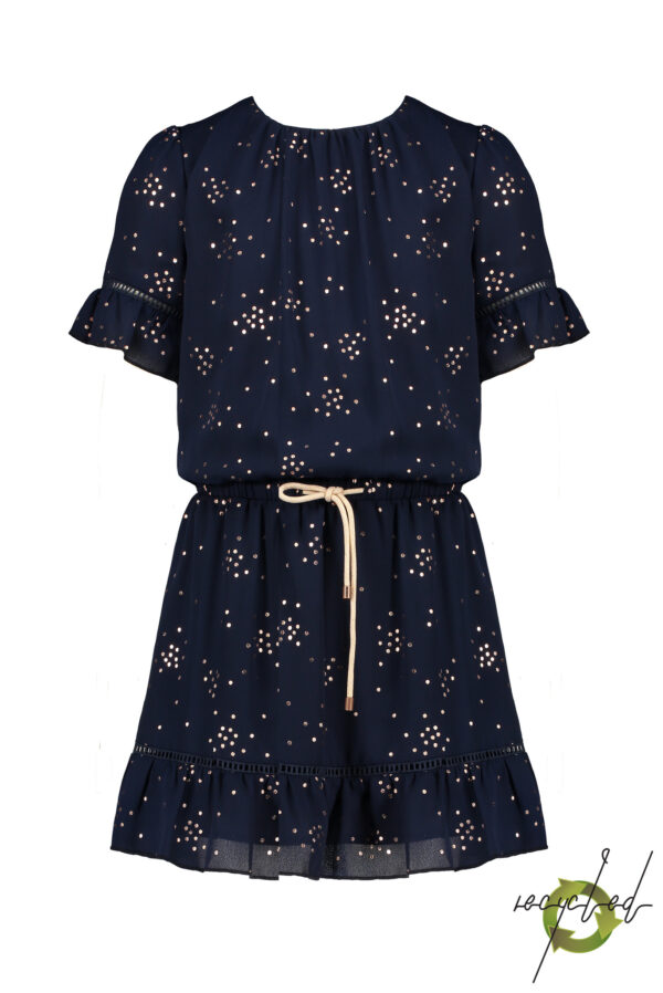 NoNo Meisjes jurk - Merel - Marine blauw