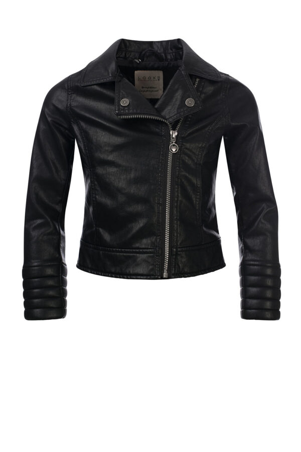 LOOXS 10sixteen Meisjes biker jas PU - Zwart