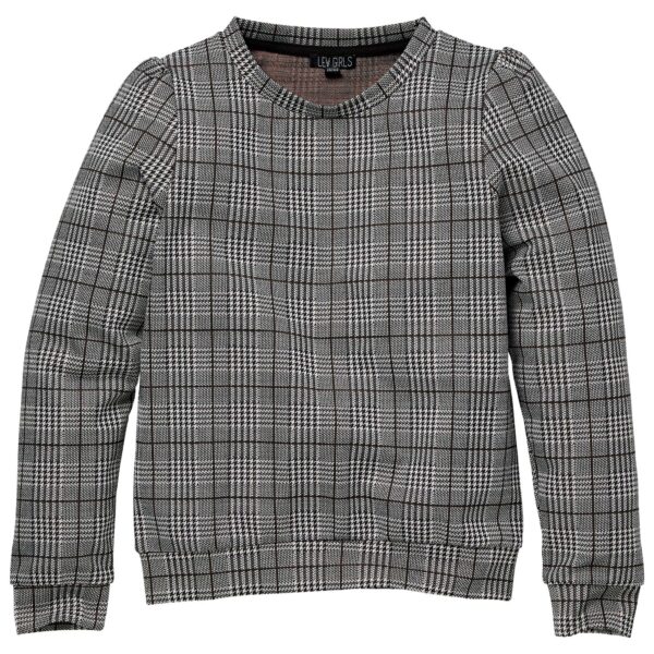 LEVV Meisjes sweater - Roelien - AOP Bruin geruit
