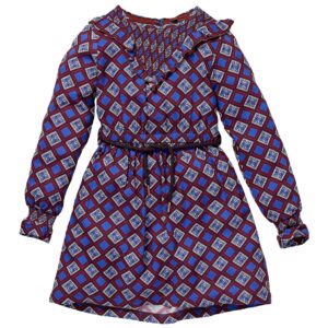 Quapi Meisjes jurk - Kala - AOP Blauw retro