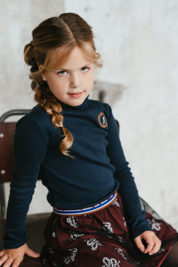 TOPitm Meisjes col rib - Sandra - Marine blauw