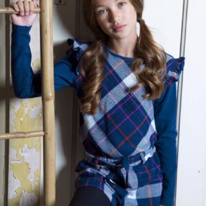 B.Nosy Meisjes shirt - Stoere geruite body en gevoerde mouwen - Tough check lake