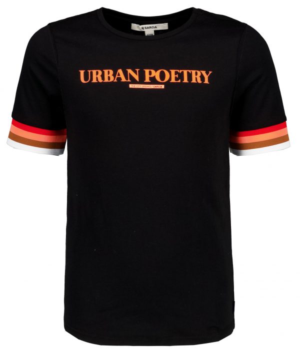 Garcia Meisjes T-shirt 'Urban poetry' - Zwart
