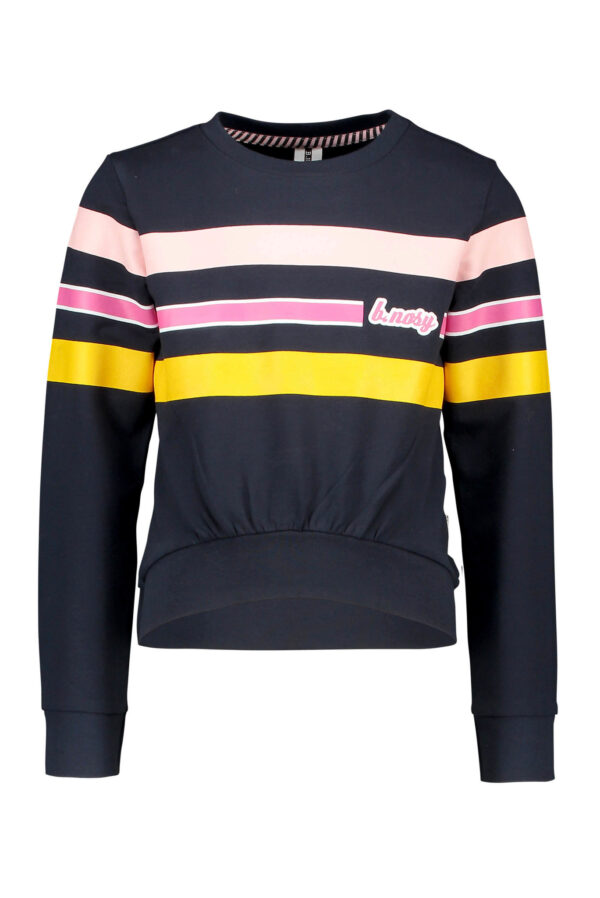 B.Nosy Meisjes sweater - Verticale geprinte strepen op de borst - Ink blauw