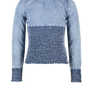 B.Nosy Meisjes top - Chambray met pofmouwen - Soft roze
