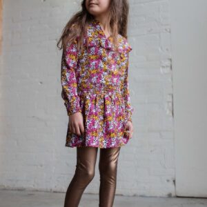 Quapi Meisjes jurk - Kae - AOP Bordeaux bloemen
