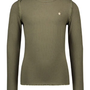 Like Flo Meisjes shirt - Rib coltrui - Olive