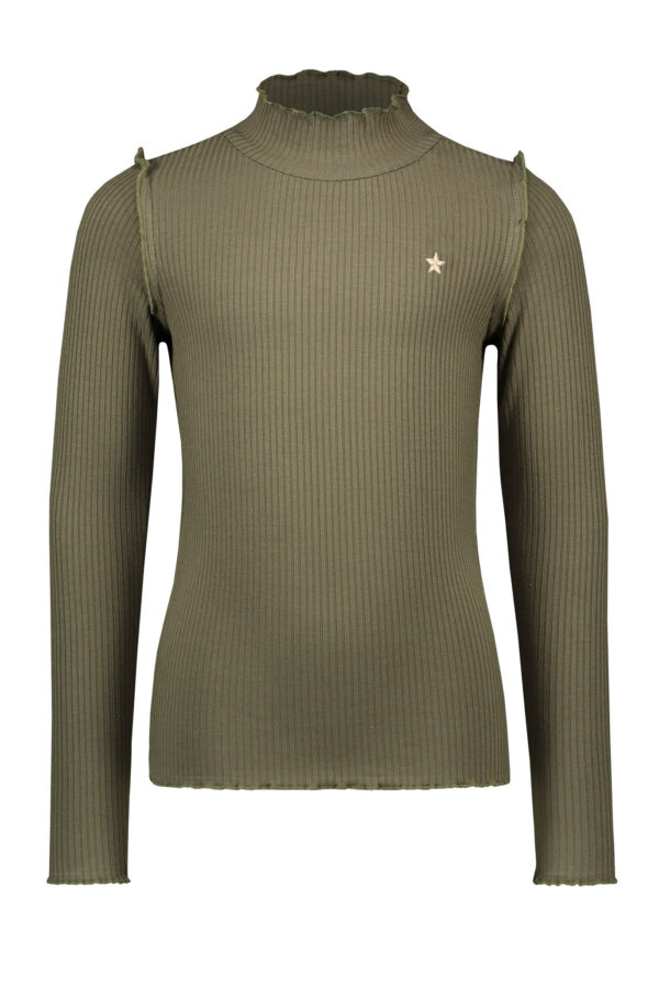 Like Flo Meisjes shirt - Rib coltrui - Olive