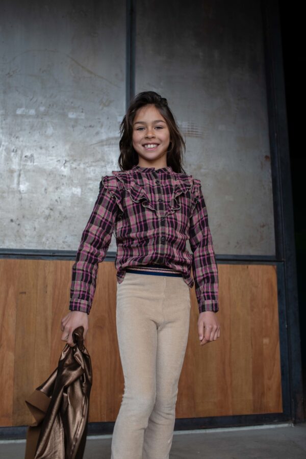 Quapi Meisjes blouse - Katinka - AOP Zand geruit