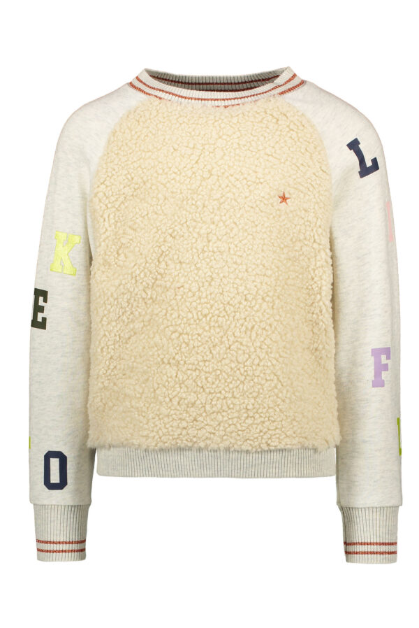 Like Flo Meisjes sweater - Teddy - Ecru melee