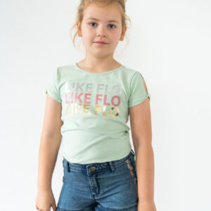 Like Flo Meisjes t-shirt open schouder - Jade