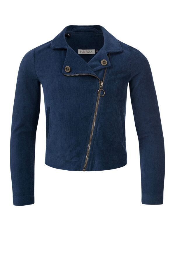 LOOXS 10sixteen Meisjes biker jas rib velours - Deep blauw