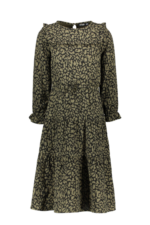 Like Flo Meisjes jurk lang - Fancy dubbele stof - Army