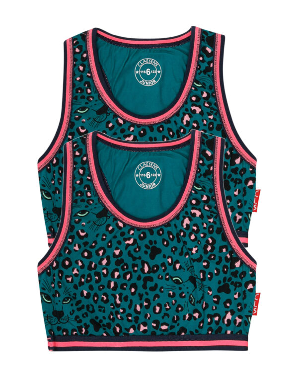 Claesens Meisjes top 2-pack - Groen panter