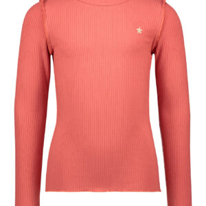 Like Flo Meisjes shirt - Rib coltrui - Koraal