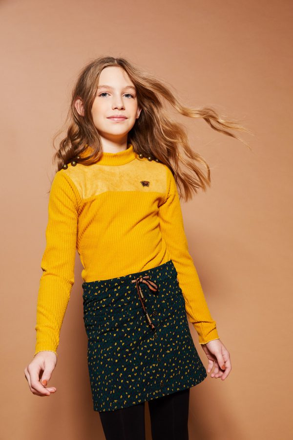 NoBell Meisjes rib shirt - Kolet - Geel Goud
