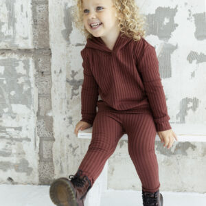 Daily7 Meisjes hoodie rib - Wijn rood