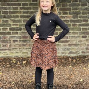 Like Flo Meisjes shirt - Rib coltrui - Zwart