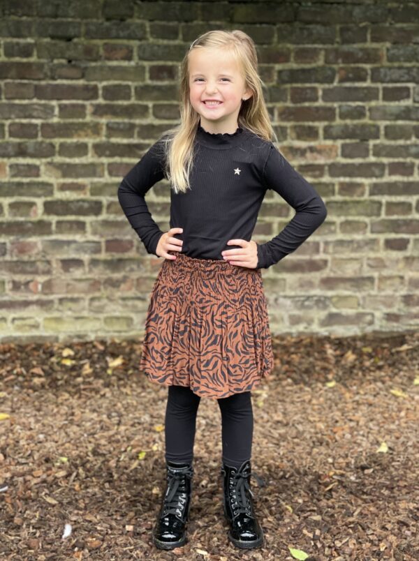 Like Flo Meisjes shirt - Rib coltrui - Zwart