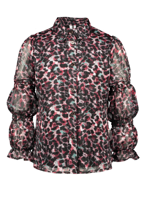 B.Nosy Meisjes blouse - Geweven, mouwen met gesmokte details - AOP brushed