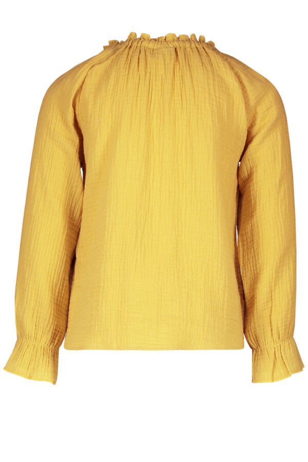 Like Flo Meisjes blouse - Fancy van dubbele stof - Mosterd