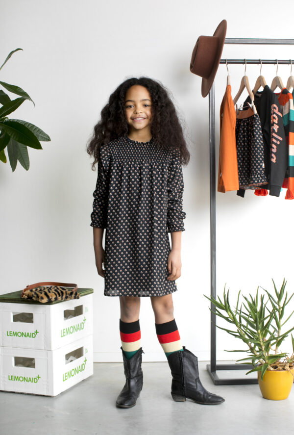 Moodstreet Meisjes jurk - Print - Zwart