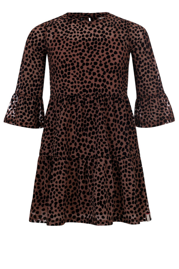 LOOXS 10sixteen Meisjes jurk mesh flock - Cacao