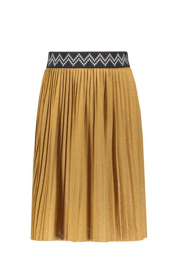 Like Flo Meisjes rok - Jersey gecoate lange plisse - Camel