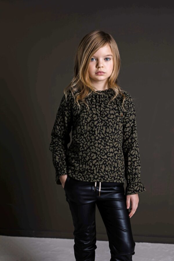 Like Flo Meisjes blouse - Fancy van dubbele stof - Army