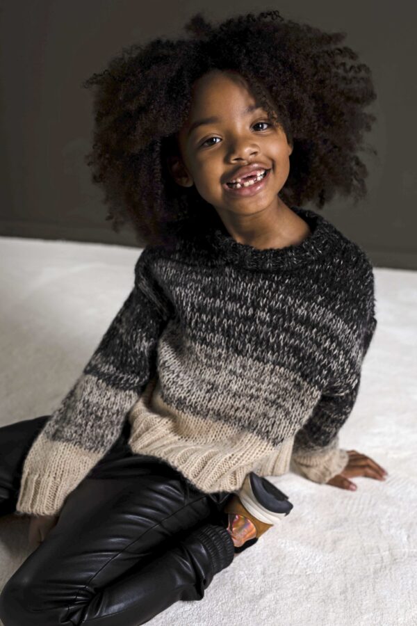 Like Flo Meisjes sweater - Colorblock gebreid - Bijna zwart