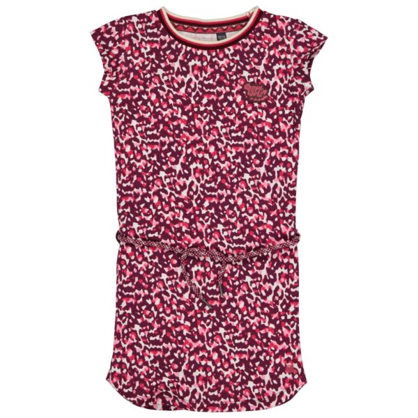 Quapi Meisjes jurk - Maaike - AOP maroon rood animal